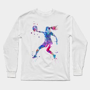 A Handball Player Girl Hits The Ball Long Sleeve T-Shirt